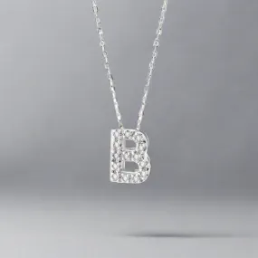 14K W Gold small 0.02ctw H/I1-SI2 diamond initial 'B' pendant 14K W Gold small 0.02ctw H/I1-SI2 diamond initial 'B' pendant