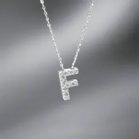 14K W Gold small 0.02ctw H/I1-SI2 diamond initial 'F' pendant 14K W Gold small 0.02ctw H/I1-SI2 diamond initial 'F' pendant