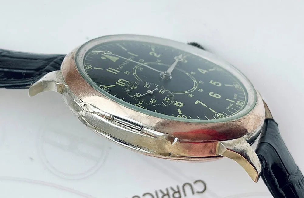1889 Longines Pocket Watch Movement & Solid Silver Case Custom Wristwatch Pilot Dial