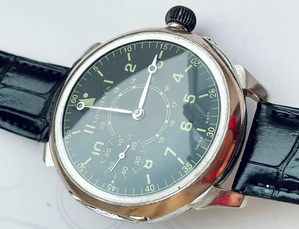 1889 Longines Pocket Watch Movement & Solid Silver Case Custom Wristwatch Pilot Dial