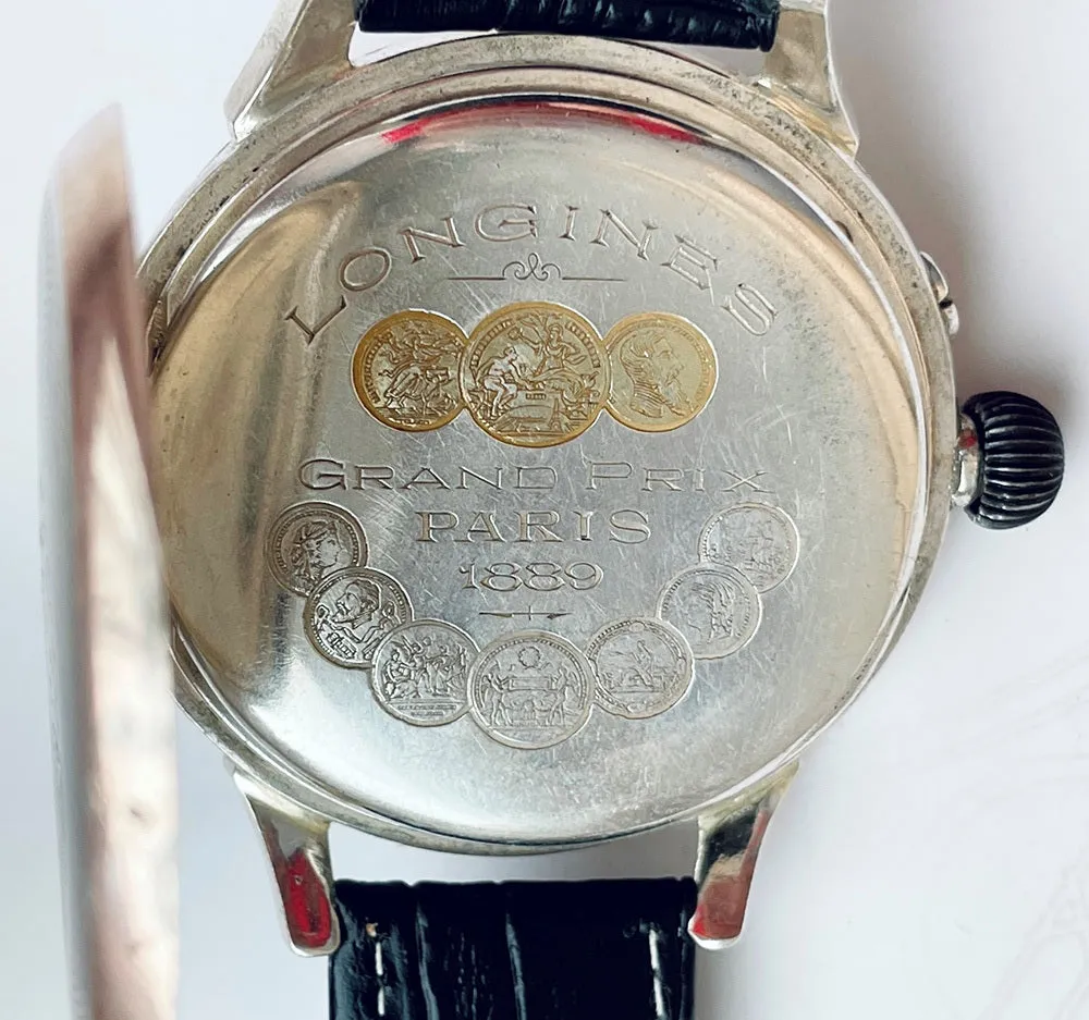 1889 Longines Pocket Watch Movement & Solid Silver Case Custom Wristwatch Pilot Dial