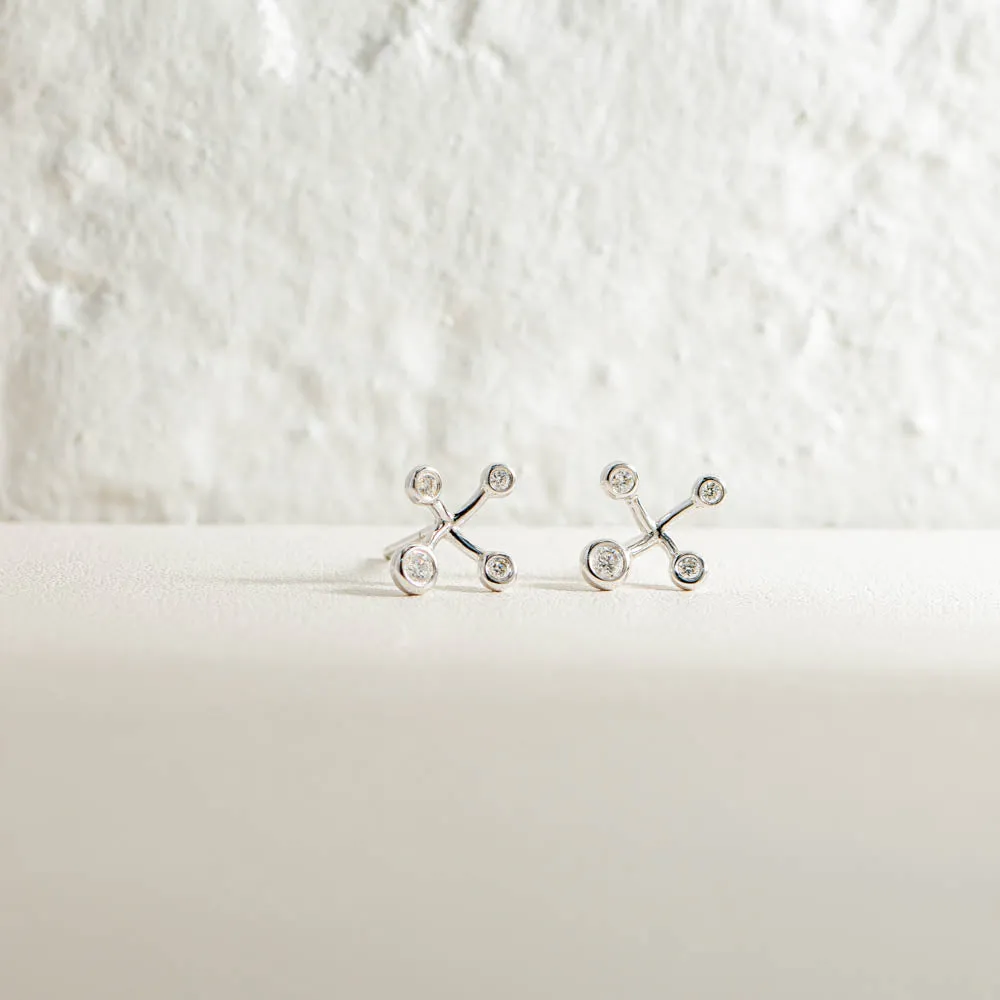 18ct White Gold .14ct Diamond Southern Cross Earrings