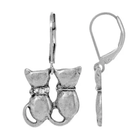 1928 Jewelry Crystal Double Cat Lever Back Earrings 1928 Jewelry Crystal Double Cat Lever Back Earrings