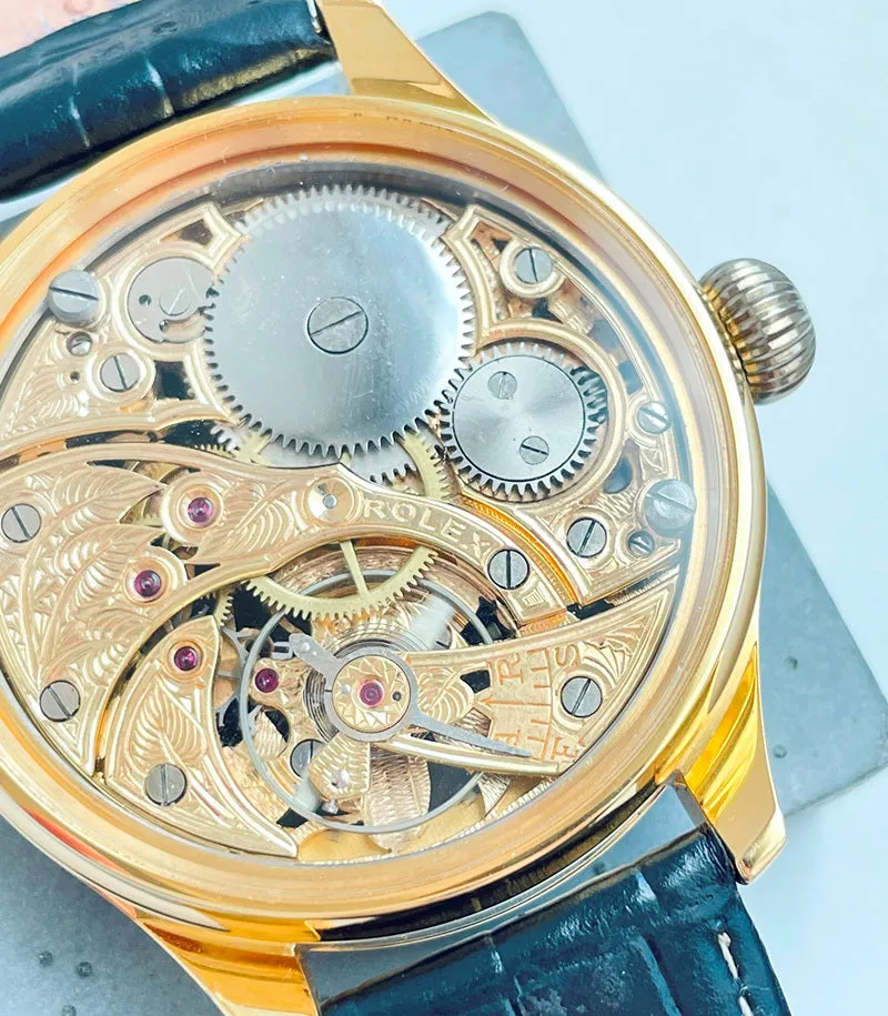 1940s Rolex Pocket Watch Movement Custom Watch Heart Leaf Dial Wristwatch