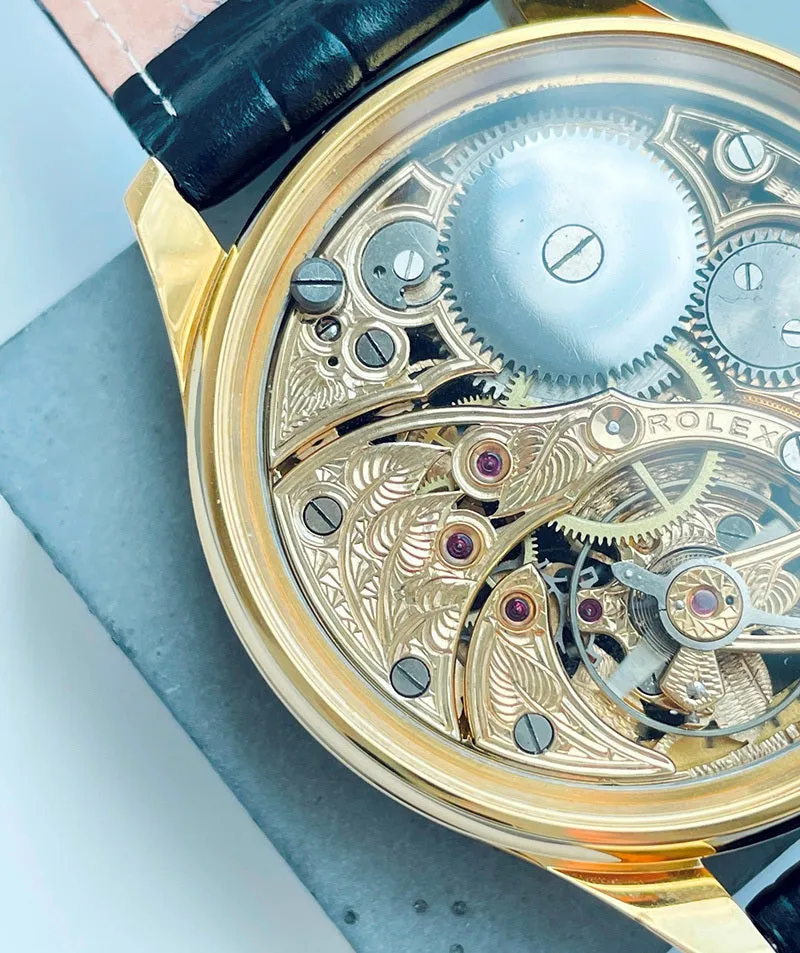 1940s Rolex Pocket Watch Movement Custom Watch Heart Leaf Dial Wristwatch