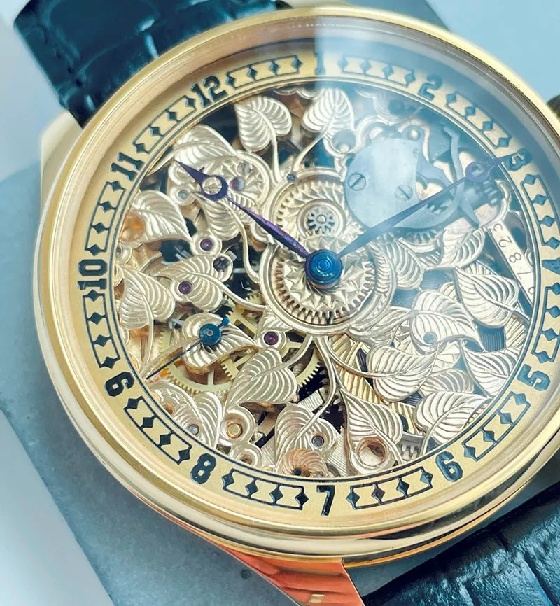 1940s Rolex Pocket Watch Movement Custom Watch Heart Leaf Dial Wristwatch
