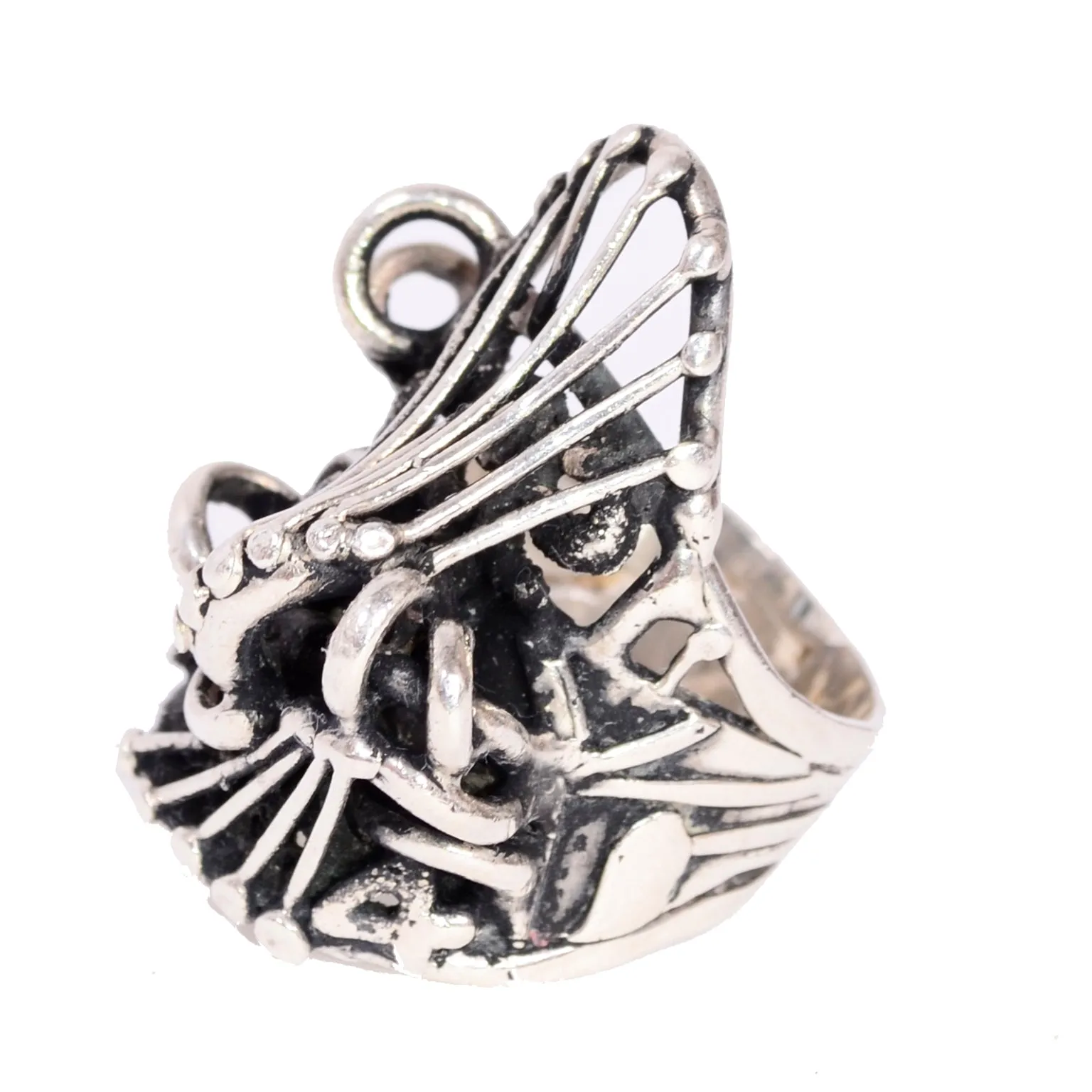 1970s Brutalist Sterling Silver Ring Attr to Metalsmith Lee Peck