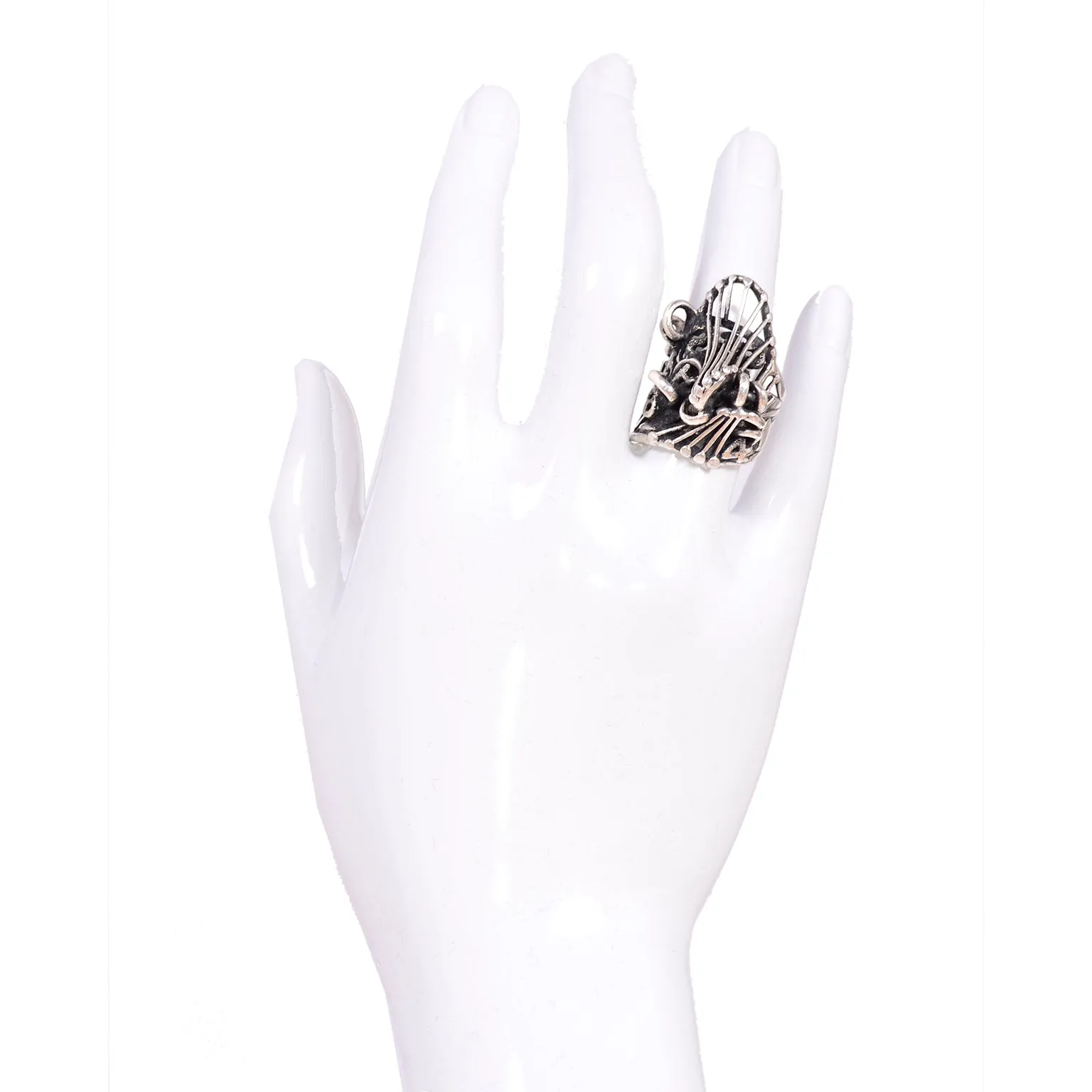 1970s Brutalist Sterling Silver Ring Attr to Metalsmith Lee Peck