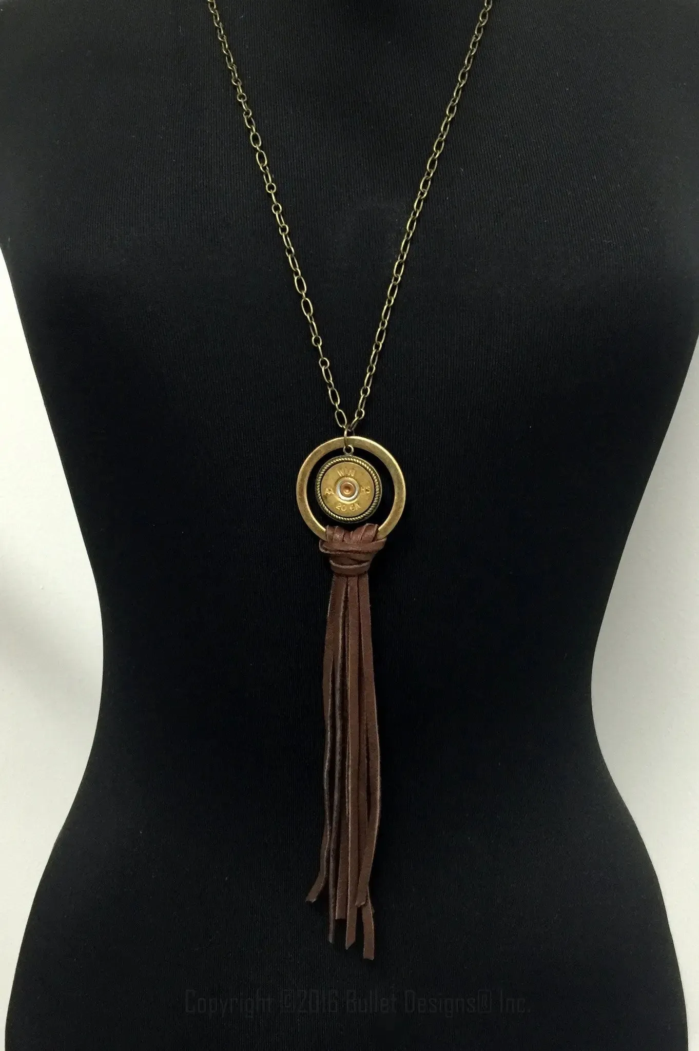 20 Gauge Leather Tassel Shotgun Necklace