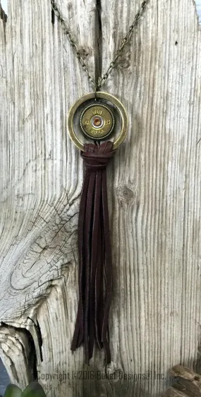 20 Gauge Leather Tassel Shotgun Necklace 20 Gauge Leather Tassel Shotgun Necklace