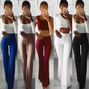 2021 Women's Palazzo Flared Pants Legs High Waist Sizes S - XL 2021 Women's Palazzo Flared Pants Legs High Waist Sizes S - XL