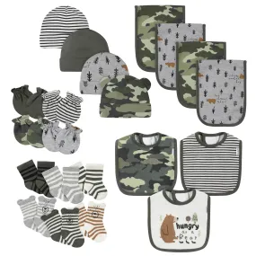 21-Piece Baby Boys Bear Terry Bib, Burpcloth, Mittens, Cap and Bootie Sock Set 21-Piece Baby Boys Bear Terry Bib, Burpcloth, Mittens, Cap and Bootie Sock Set