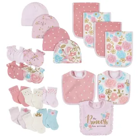 21-Piece Baby Girls Princess Terry Bib, Burpcloth, Mittens, Cap and Bootie Sock Set 21-Piece Baby Girls Princess Terry Bib, Burpcloth, Mittens, Cap and Bootie Sock Set