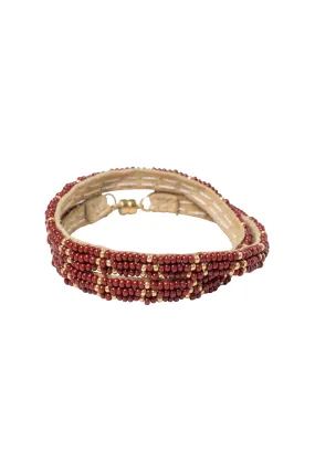 3 Dot Triangle XS Double Wrap Bracelet - BURGUNDY 3 Dot Triangle XS Double Wrap Bracelet - BURGUNDY