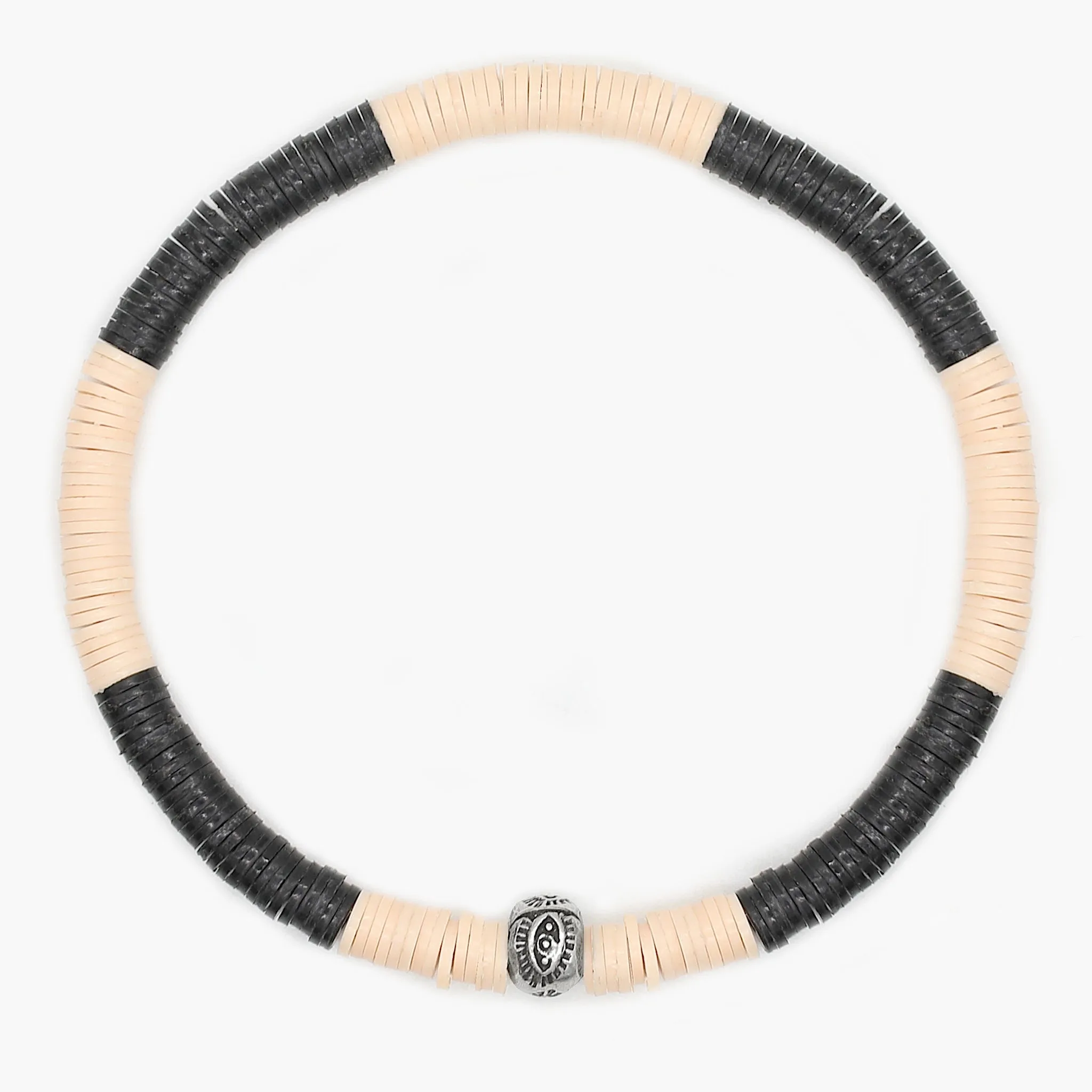 5mm Vinyl Beads Bracelet (Cream/Black)