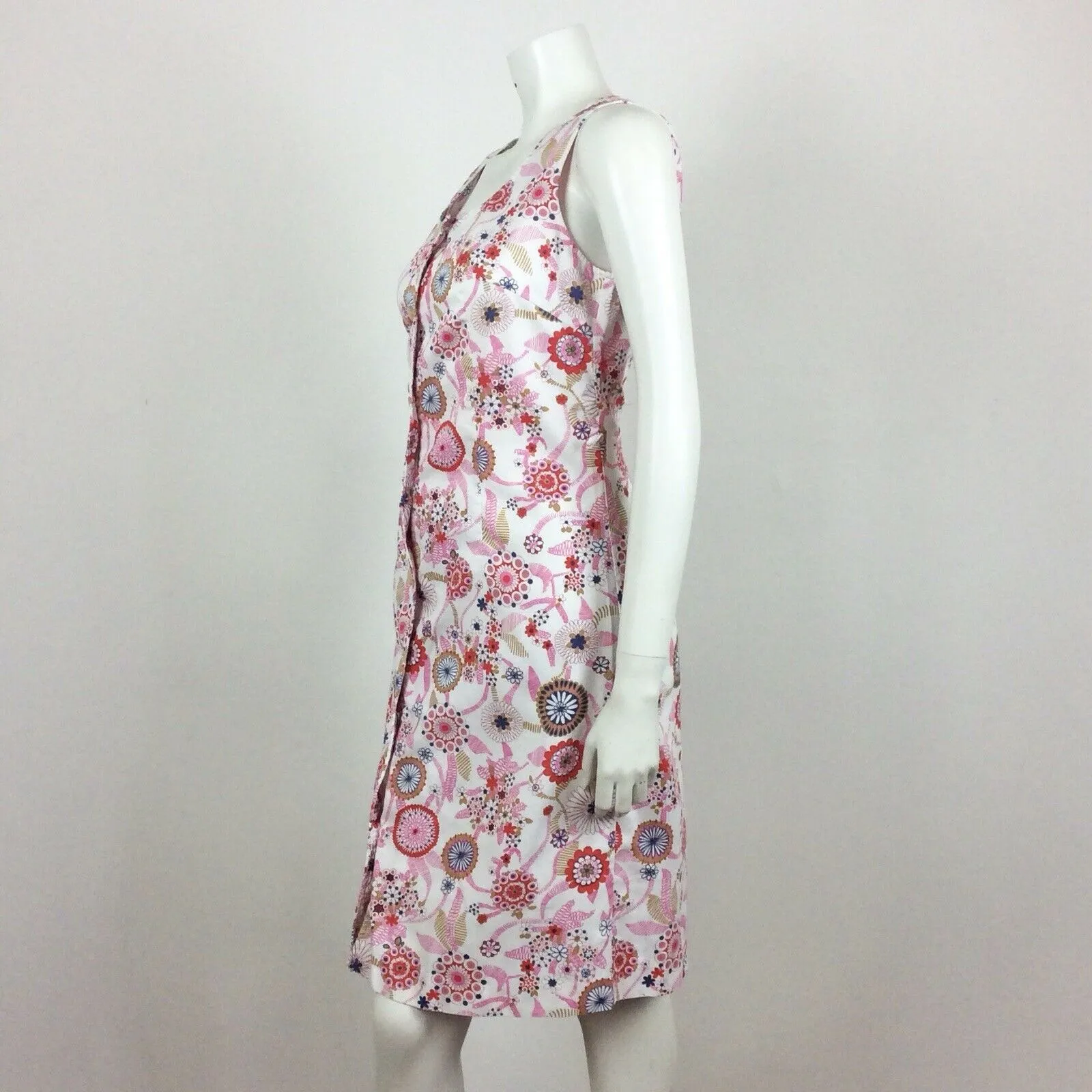 60S VINTAGE WHITE PINK PURPLE FLORAL MIDI DRESS 10