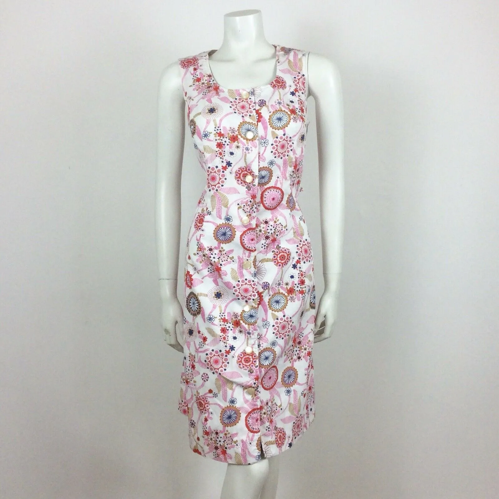 60S VINTAGE WHITE PINK PURPLE FLORAL MIDI DRESS 10