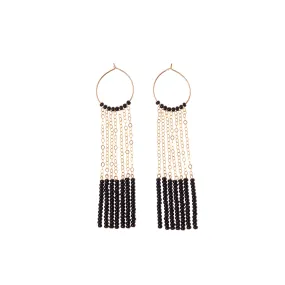 7 Tassel XS Hoop Earrings - BLACK/GOLD 7 Tassel XS Hoop Earrings - BLACK/GOLD
