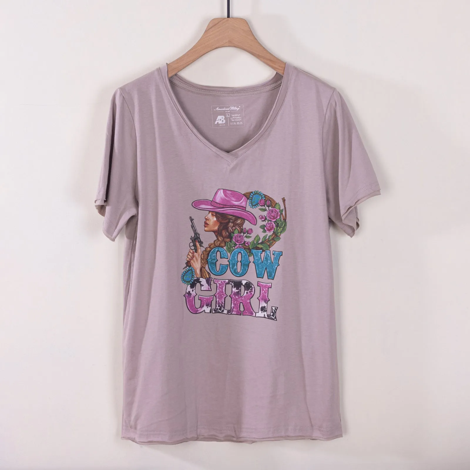 ABT-013  American Bling Women Graphic Printed Short Sleeve T-Shirt AB-T1013(Prepack 10PCS)