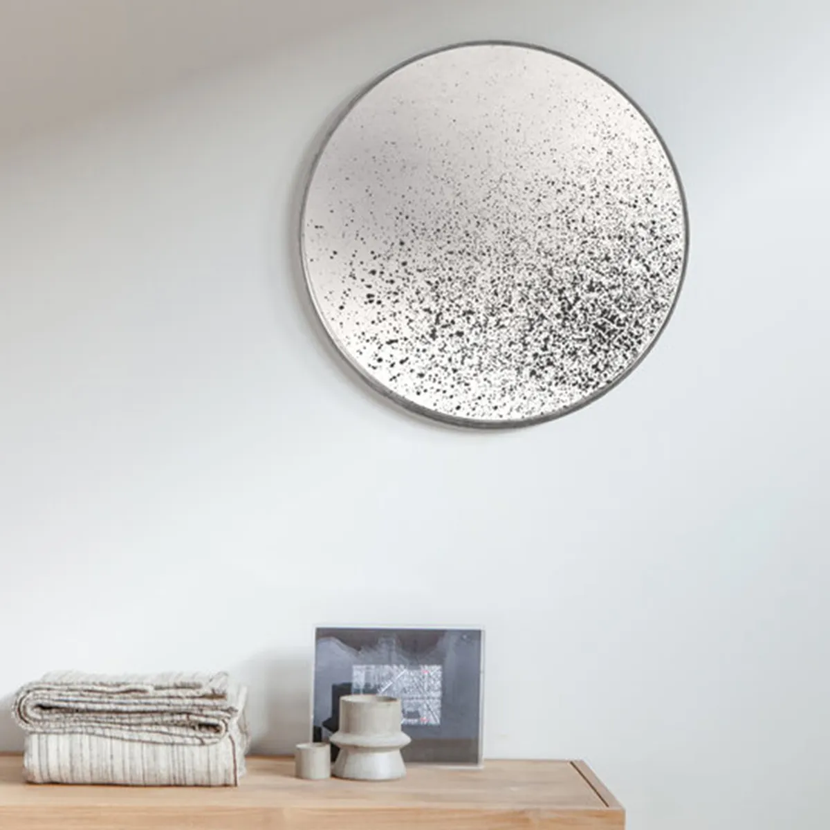 Aged Round Wall Mirror