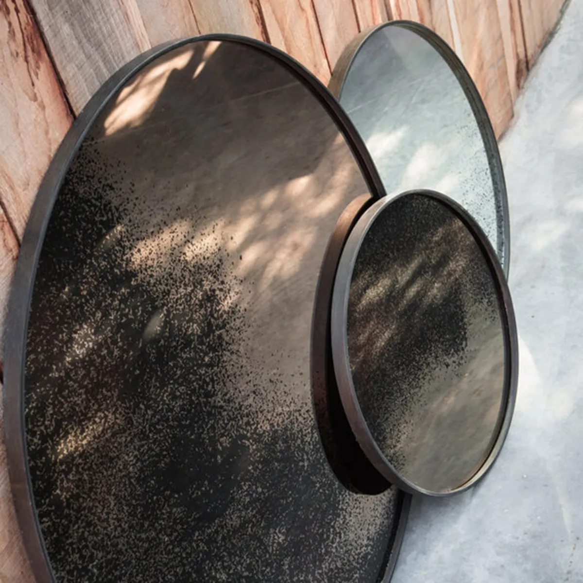 Aged Round Wall Mirror