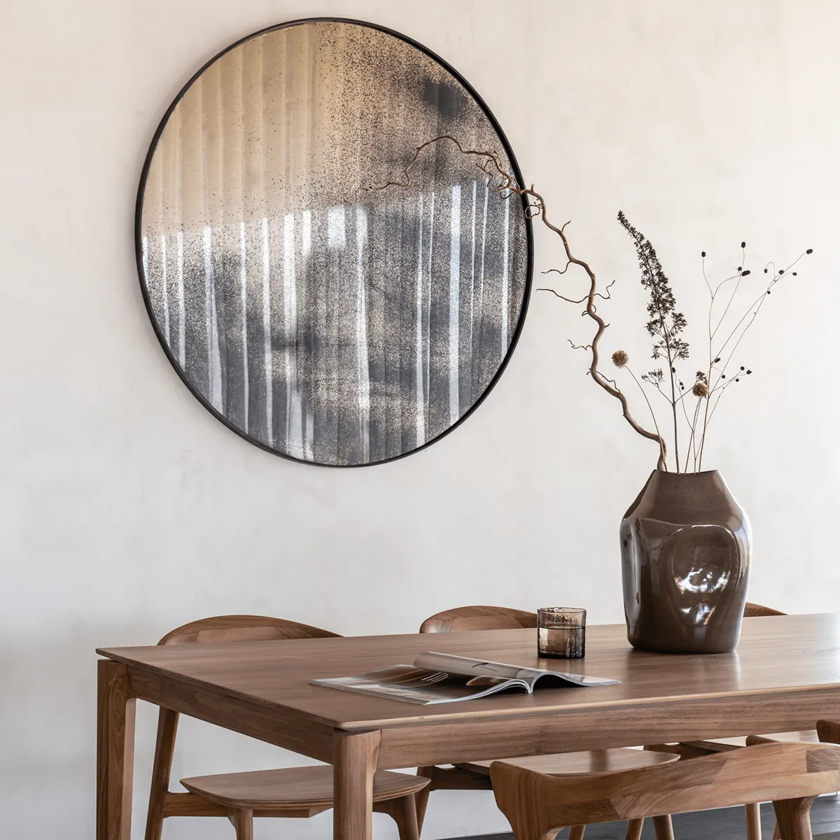 Aged Round Wall Mirror