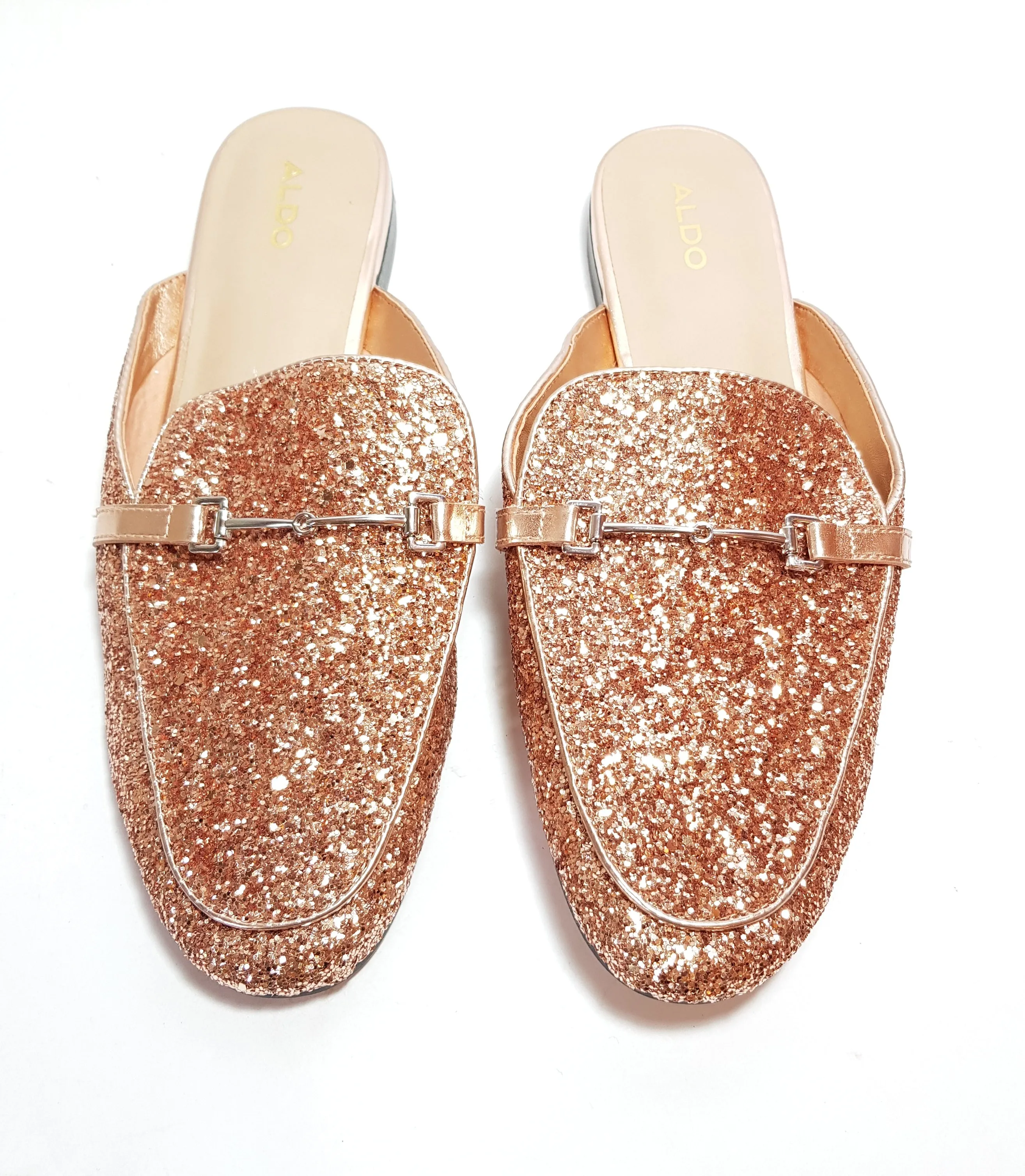 ALDO Rose Gold Glitter Mules | Brand New |