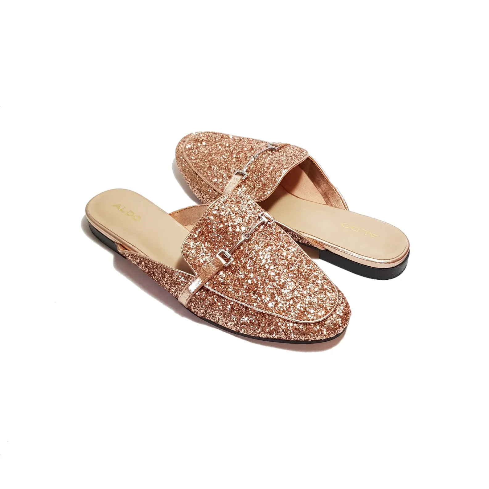 ALDO Rose Gold Glitter Mules | Brand New |