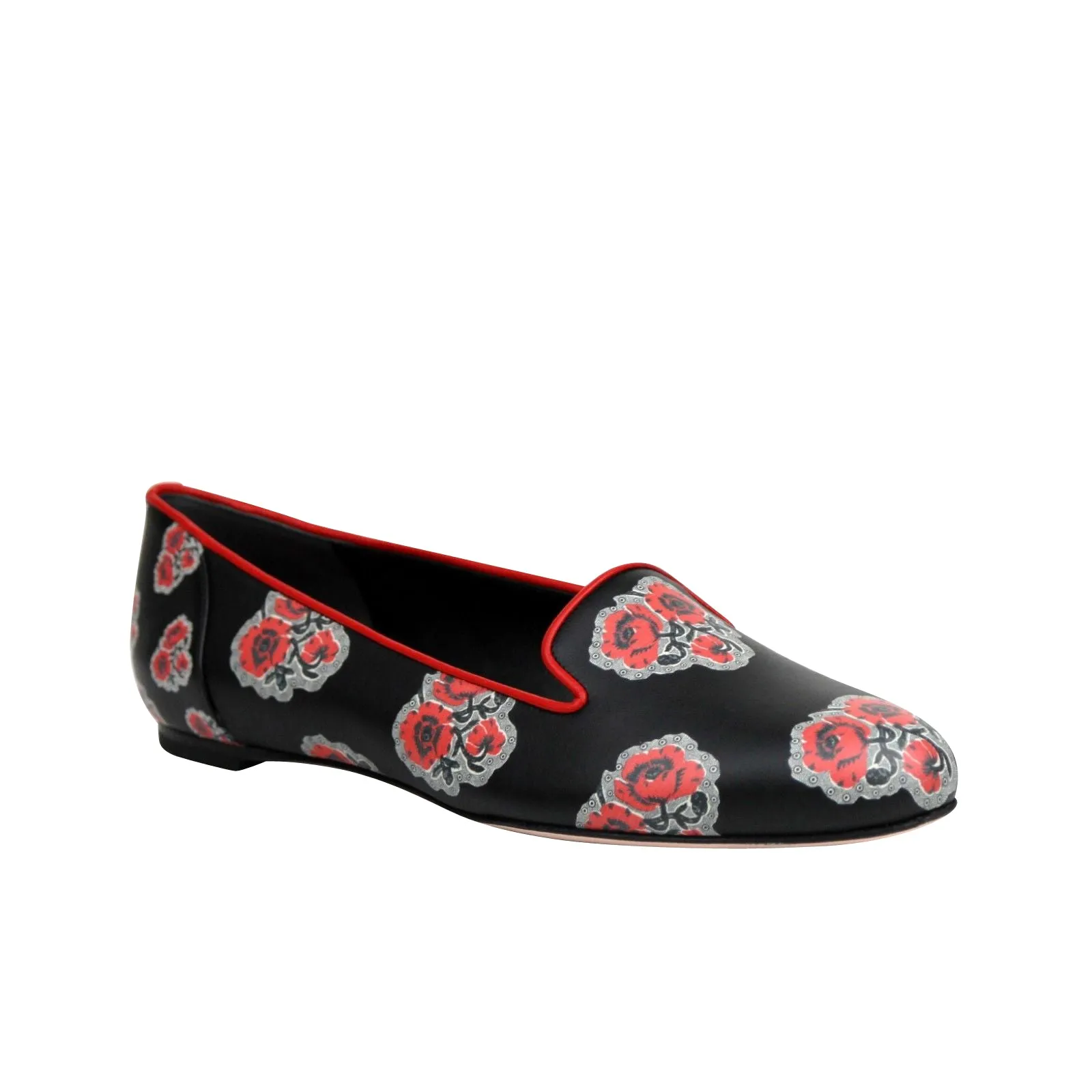 Alexander McQueen Women's Rose Pattern Black Leather Slipper Shoes (37.5 EU / 7.5 US)