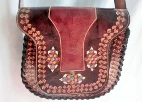 ALMANACH Tooled Leather Handbag Shoulder Saddle Flap Bag Satchel BROWN FLORAL ALMANACH Tooled Leather Handbag Shoulder Saddle Flap Bag Satchel BROWN FLORAL