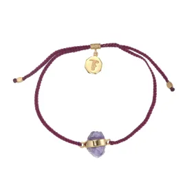 AMETHYST CRYSTAL BRACELET - BURGUNDY - GOLD AMETHYST CRYSTAL BRACELET - BURGUNDY - GOLD