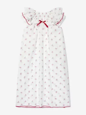 Amiki Children Girls Klara Pink Flowers Nightdress in White Amiki Children Girls Klara Pink Flowers Nightdress in White