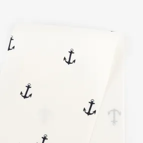 Anchor Stretch Cotton Shirting - White Anchor Stretch Cotton Shirting - White
