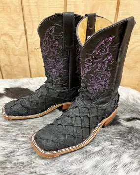 Anderson Bean Women's Black & Purple Big Bass Arapaima Square Toe Cowgirl Boots 335675 Anderson Bean Women's Black & Purple Big Bass Arapaima Square Toe Cowgirl Boots 335675