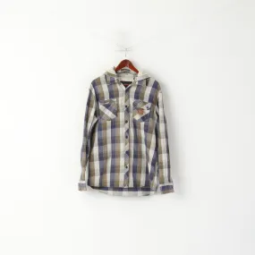 Animal Men L Casual Shirt Brown Check Cotton Flanel Detachable Hood Top Animal Men L Casual Shirt Brown Check Cotton Flanel Detachable Hood Top