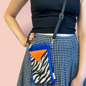 Animal Zebra Print Blue Small Cross Body Bag Animal Zebra Print Blue Small Cross Body Bag