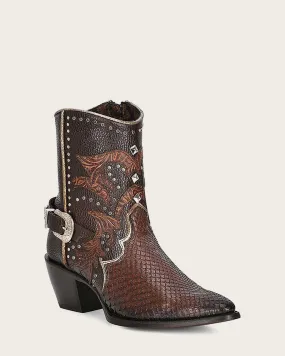 Ankle western brown exotic bootie Ankle western brown exotic bootie