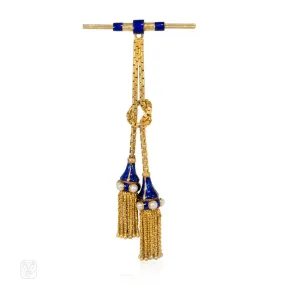 Antique gold and enamel tassel brooch Antique gold and enamel tassel brooch