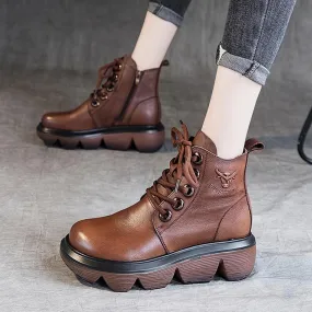 Autumn Winter Thick Sole Leather Retro Boots Autumn Winter Thick Sole Leather Retro Boots