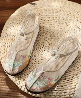 Beige Tulle Embroidered Oriental Flat Shoes Beige Tulle Embroidered Oriental Flat Shoes