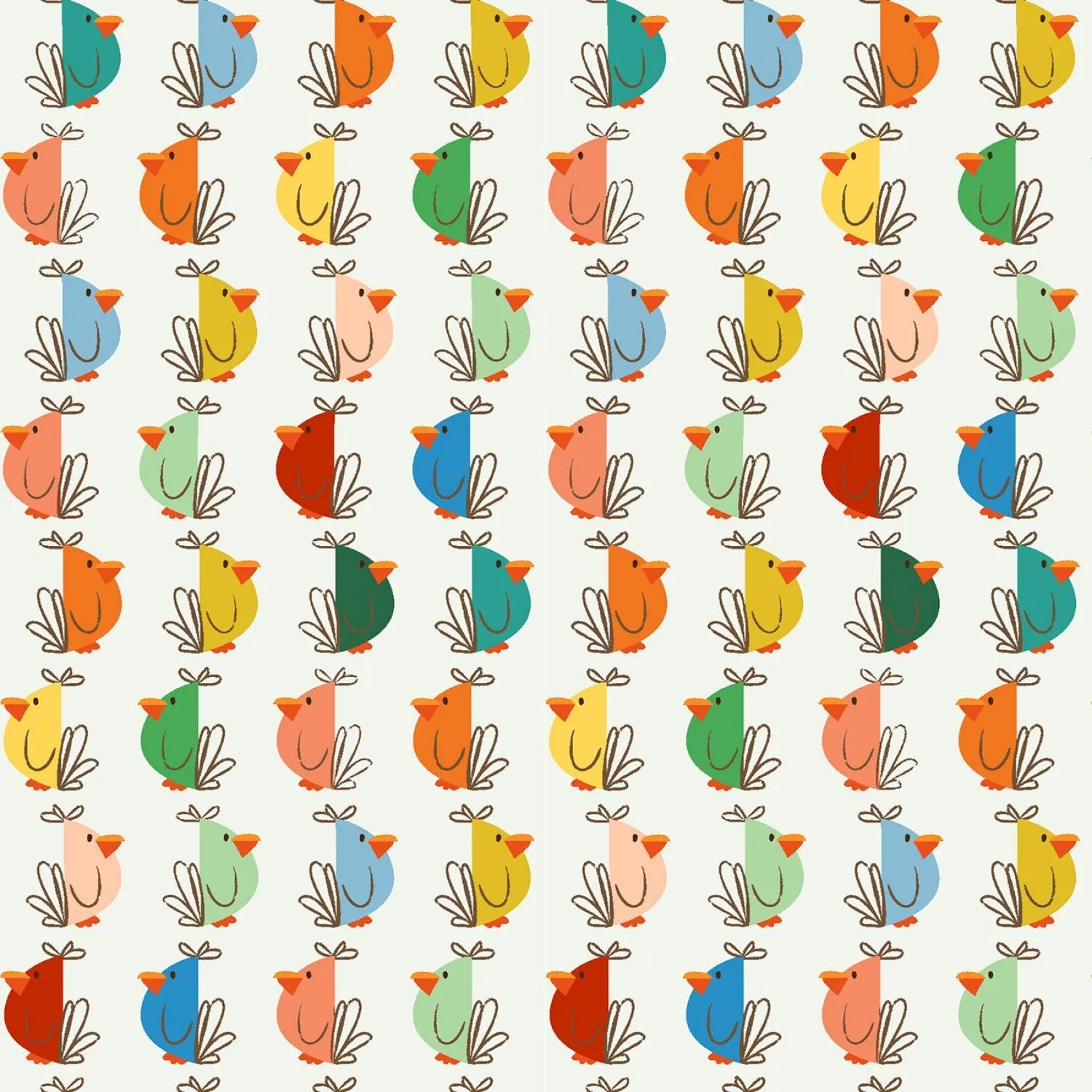 Bird Brain Bird Stripe Pale Grey ½ yd