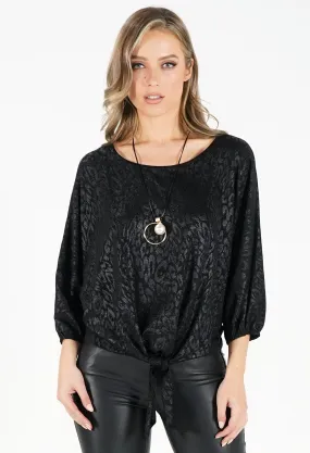 Black Animal Print Bat Wing Top Black Animal Print Bat Wing Top