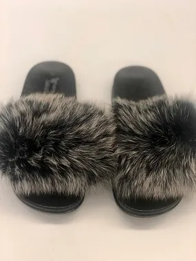 Black Snow Top Furry Slides Black Snow Top Furry Slides