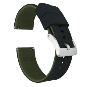 Black Top Army Green Bottom Elite Silicone Watch Band Black Top Army Green Bottom Elite Silicone Watch Band