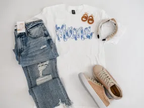Blue Floral Mama Graphic Tee Blue Floral Mama Graphic Tee