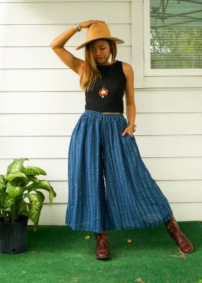 Blue Organic Linen Wide Legs Palazzo Pants Blue Organic Linen Wide Legs Palazzo Pants