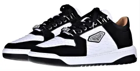 BNJ SIGMA Low-Top WHITE PYTHON CUT NAPPA-BLACK VELVET SUEDE BNJ SIGMA Low-Top WHITE PYTHON CUT NAPPA-BLACK VELVET SUEDE