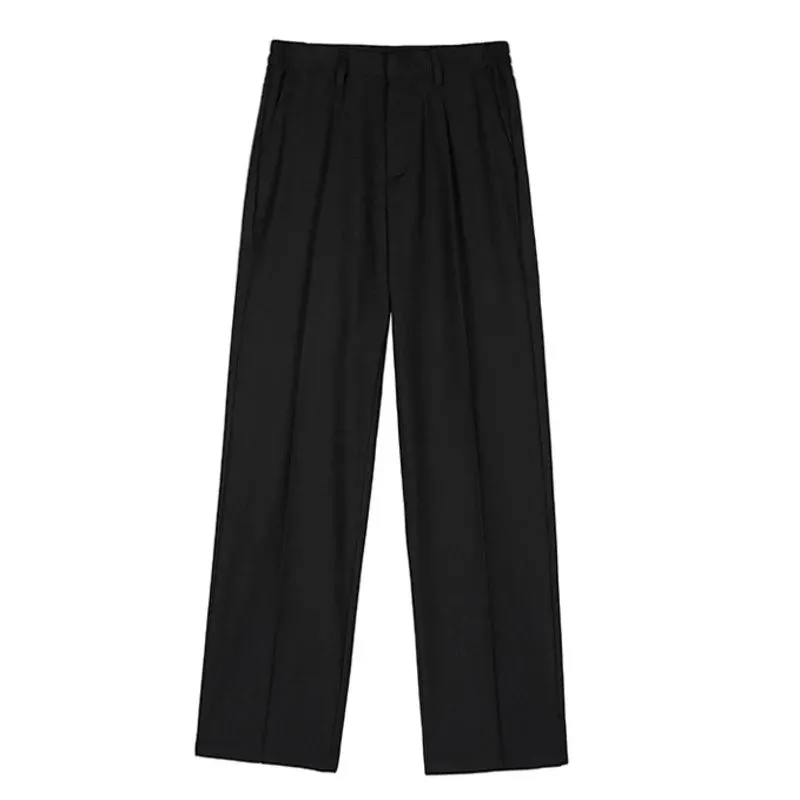 Bonsir -  Korean Menswear Style Fashion Trousers Men's Spring New Loose Straight Wide Leg Long Solid Color Suit Pants Male Tide