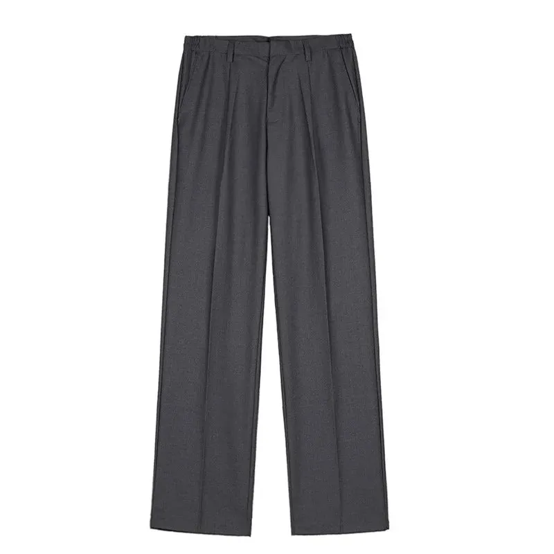 Bonsir -  Korean Menswear Style Fashion Trousers Men's Spring New Loose Straight Wide Leg Long Solid Color Suit Pants Male Tide