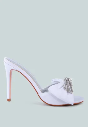 Brag In Rhinestone Embellished Bow Satin Heels By Ruw Brag In Rhinestone Embellished Bow Satin Heels By Ruw